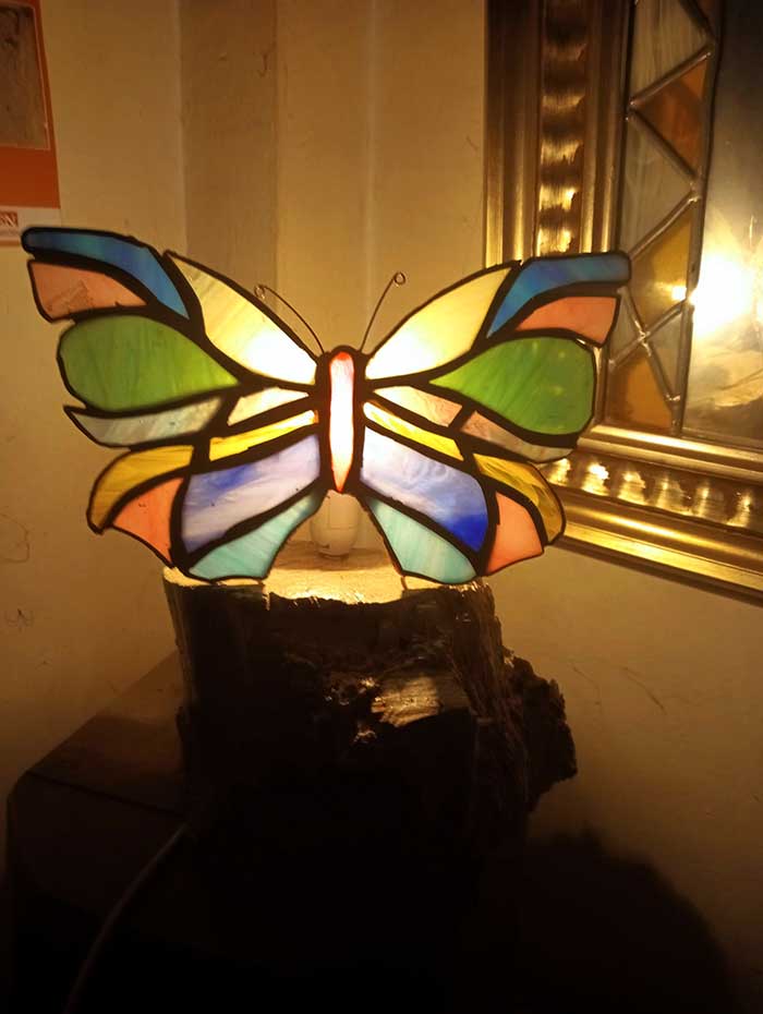 Mariposa lámpara cristal